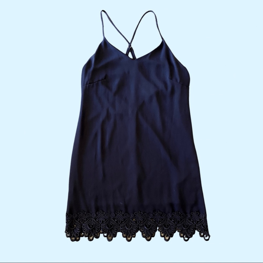 Honey Punch Black Slip Dress With Lace Trim